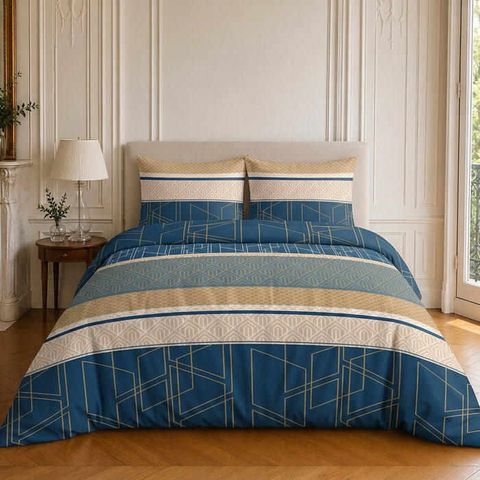Parure housse de couette 100% coton motif géométrique - ULYSSE