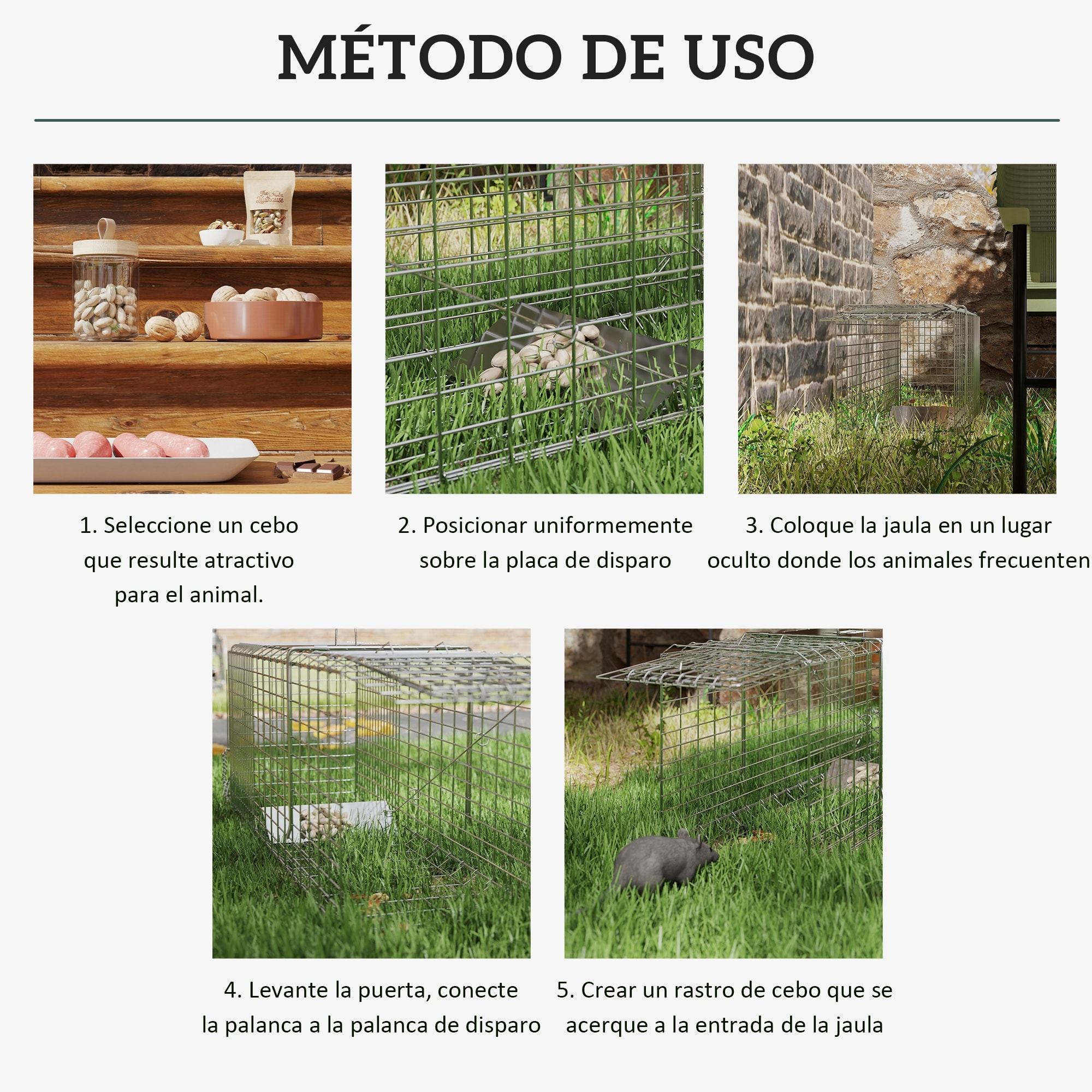 Trampa para Animales Vivos Plegable 81x26x34,5 cm Jaula de Captura de Alambre con Puerta y Asa para Conejos Ratas Roedores Plata