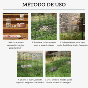 Trampa para Animales Vivos Plegable 81x26x34,5 cm Jaula de Captura de Alambre con Puerta y Asa para Conejos Ratas Roedores Plata