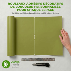 Rouleau adhésif décoratif Vinyle au Mètre - Vert olive - Sticker Lavable Imperméable Mur Cuisine Meubles