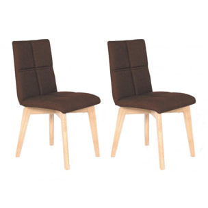 Lot de 2 chaises en tissu et capitonné design scandinave - 4 coloris - MANON