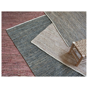 Tapis brun en chanvre et cuir recyclé 120x180cm - STABLES