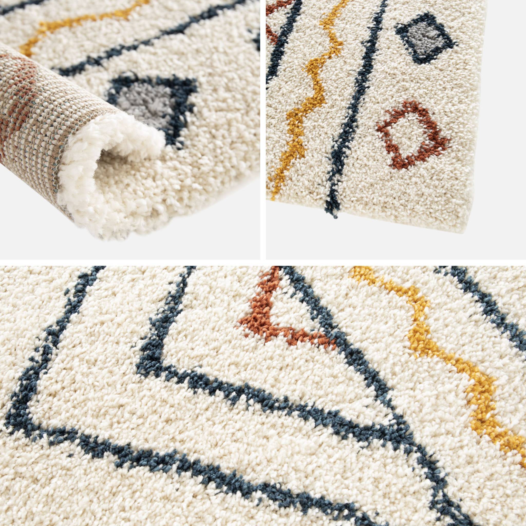 Tapis intérieur motif berbère crème. bleu et orange Ralph 160x230cm