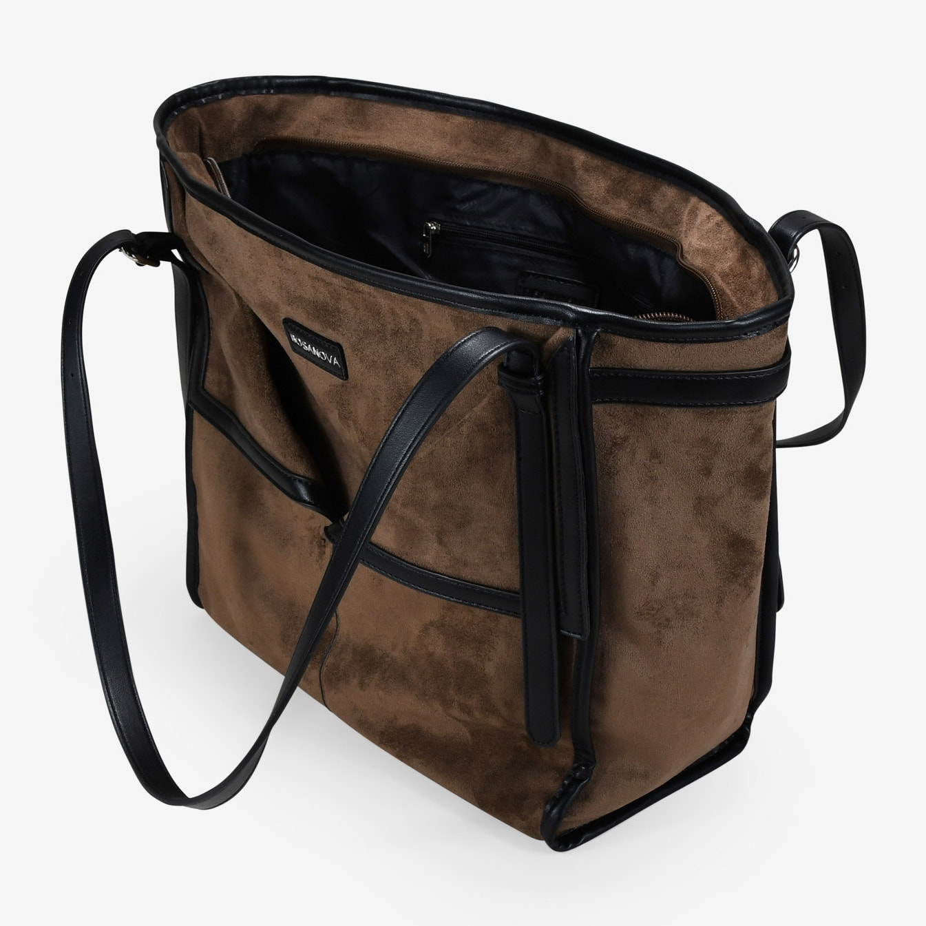 Bolso de hombro marrón con hebillas