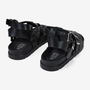 Sandalias cangrejeras negras con hebilla