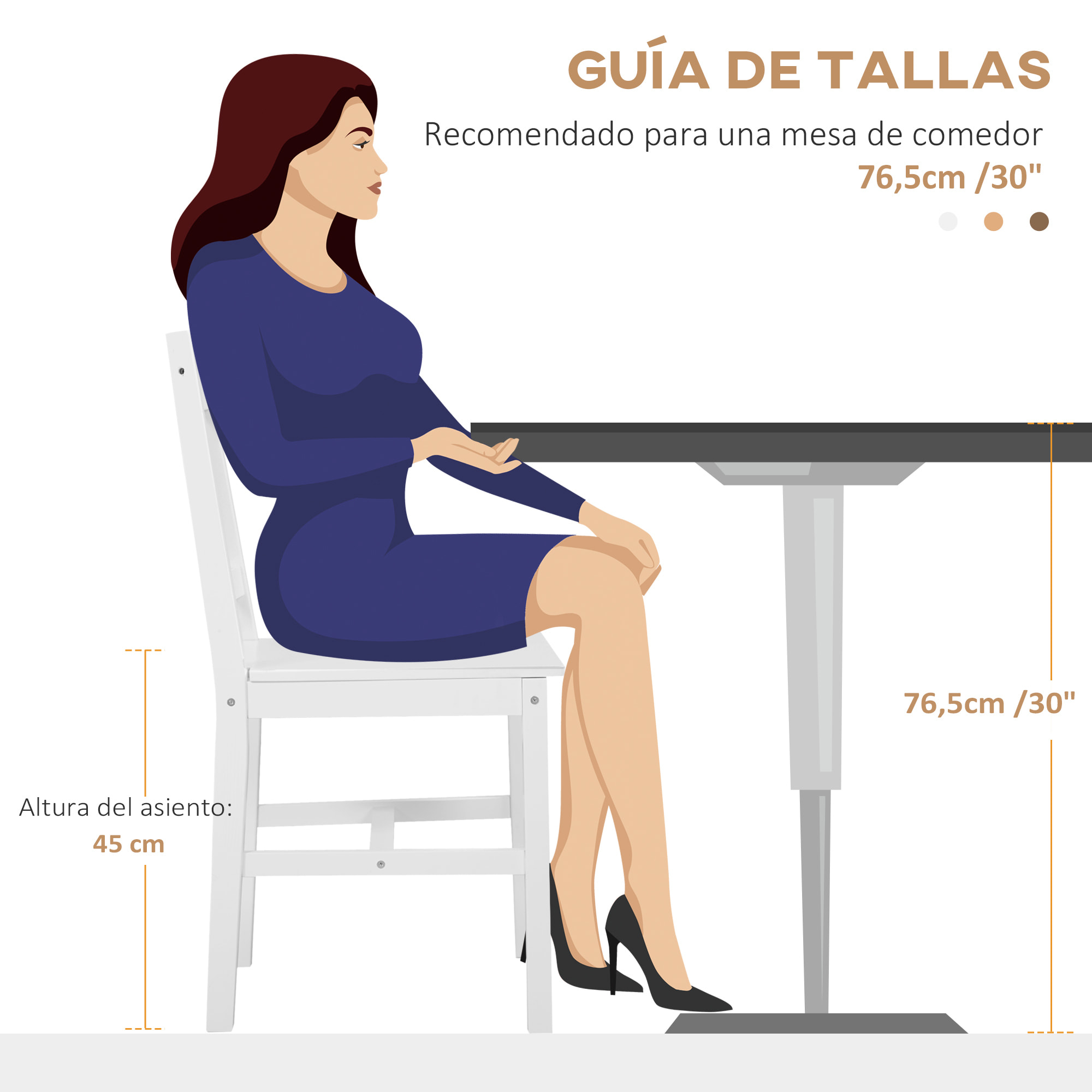 Juego de 2 Sillas de Comedor Blancas Silla de Cocina con Respaldo de Listones Estructura de Madera de Pino para Salón Restaurante Carga 120 kg 41x46,5x85,5 cm