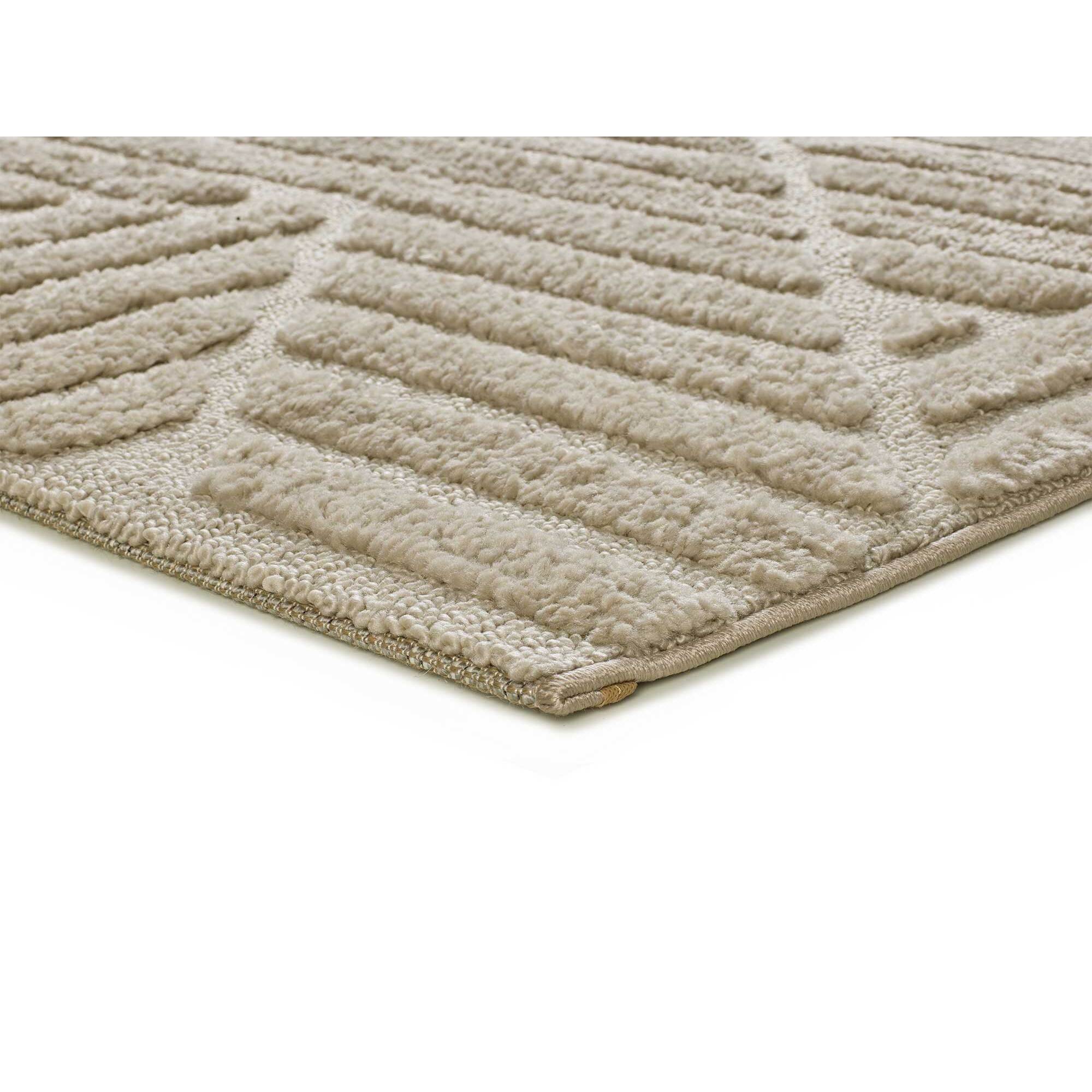 NUMA Alfombra shaggy geomÃ©trica con relieve en beige, varias medidas disponibles