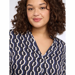 Fiorella Rubino - Blusa stampa geometrica in raso - Blu