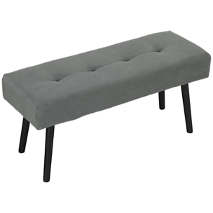 Banquette bout de lit velours côtelé design dim. 100 x 36 x 45 cm acier noir tissu gris