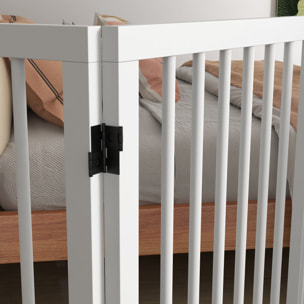 Barrière de sécurité chien 4 panneaux modulable autoportante dim. max. 206L x 35l x 76H cm bois blanc