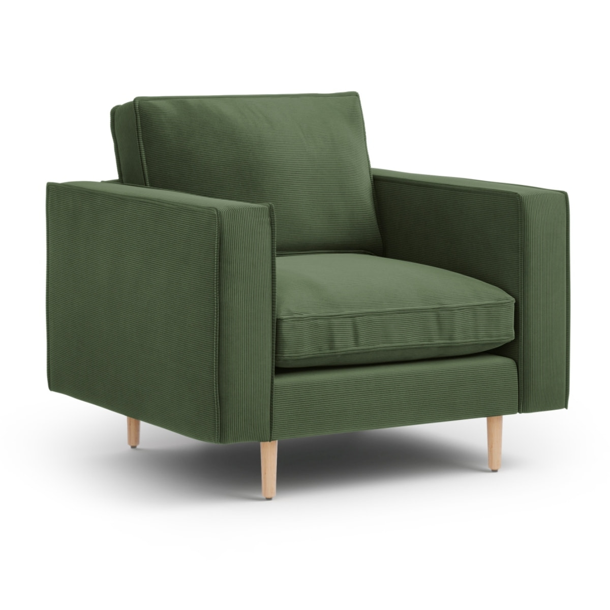 Fauteuil "Alexis" en velours côtelé vert