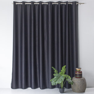 Rideau occultant fil noir en grande largeur - Noir