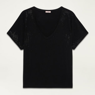 Oltre - T-shirt con micro cristalli - Nero