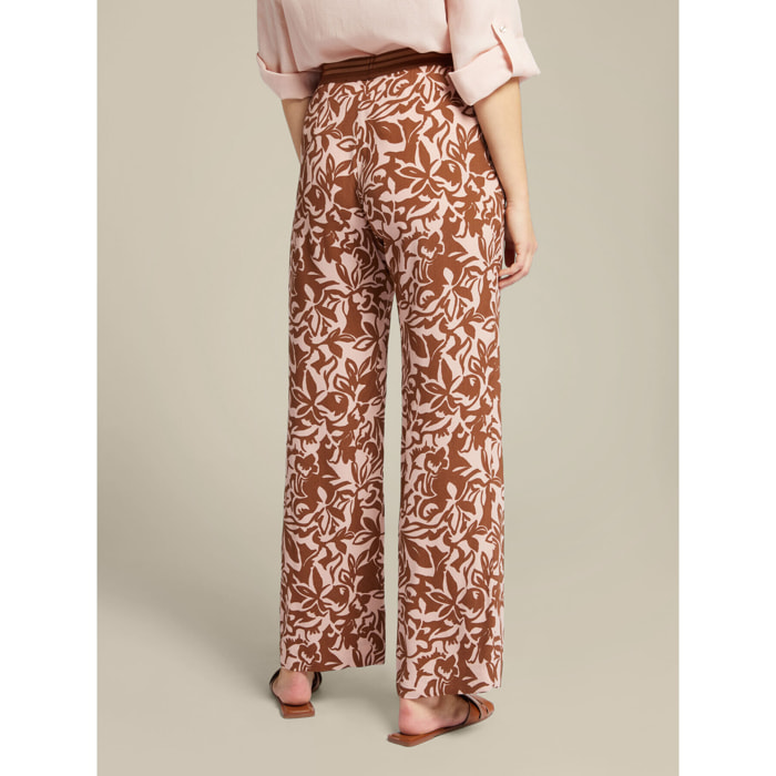 Elena Mirò - Pantalones estampados de viscosa ECOVERO™ - Marrón