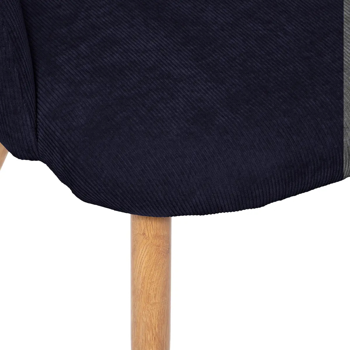 Fauteuil "Celeste" - bleu - velours côtelé - pieds métal imitation chêne