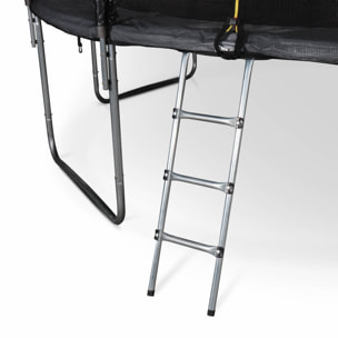 Trampoline 490cm gris avec filet de protection. échelle. bâche. filet pour chaussures. kit d'ancrage - Jupiter XXL - Trampoline de jardin 490 cm 4m|Qualité PRO.|Normes EU.