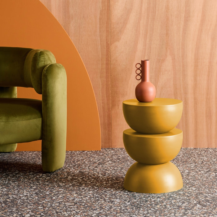 Table d'appoint, bout de canapé, table de chevet métal Ø32 x H46,5cm COUMBA