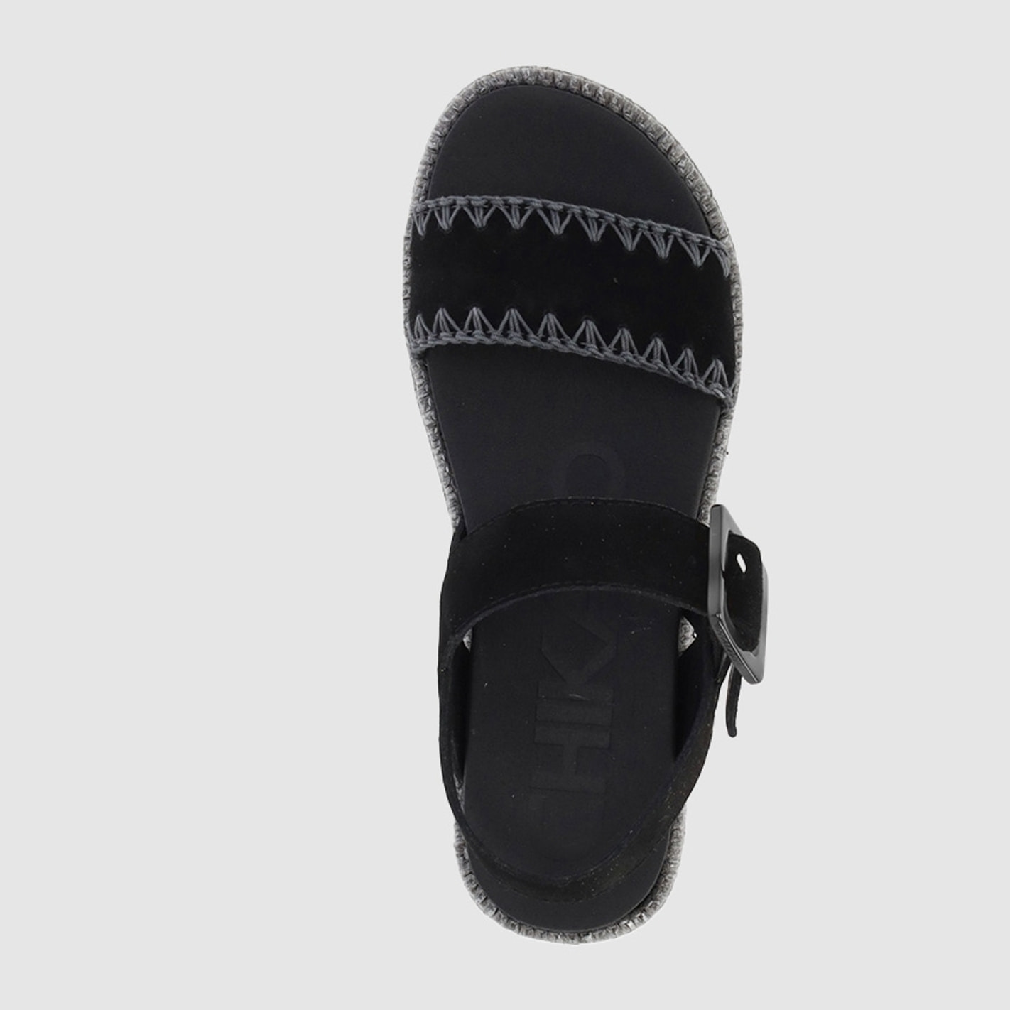 Sandalias de Serraje - Negro - Tacón: 5 cm