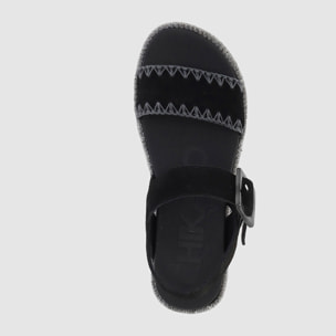 Sandalias de Serraje - Negro - Tacón: 5 cm