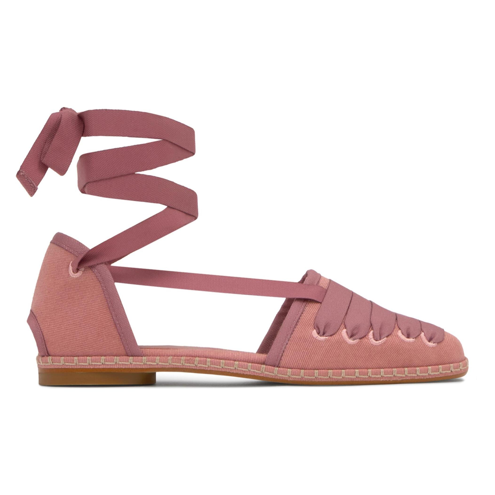 Alpargata plana embetada Glen en algodón con cintas y suela de cuerolite