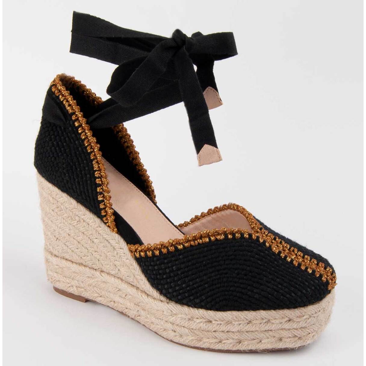 Alpargata De Cuña - Negro - Altura: 8 Cm