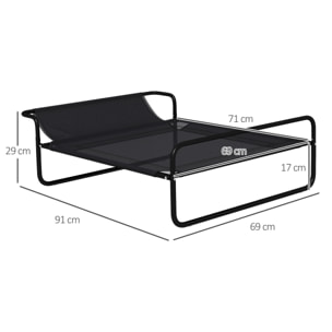 Cama Elevada para Perros, Refrescante y Transpirable, Cama para Perros Pequeños, 91x69x29 cm, Malla de Textilene, Reposacabezas Inclinado, Marco de Metal, para Interior, Exterior, Negro