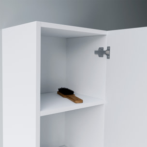 Pack Meuble salle de bain 60cm et Colonne de rangement - Façades Blanches Ondulées - MILO