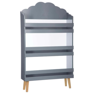 Libreria infantil con 3 estantes en color gris|L. 58 x D. 18 x H. 100 cm