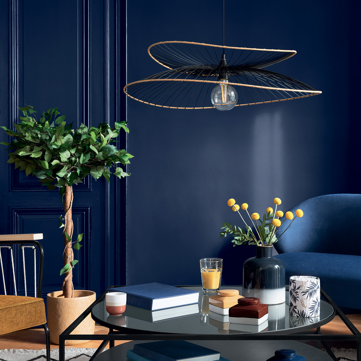 Suspension "Alara" noire - métal filaire D70 cm