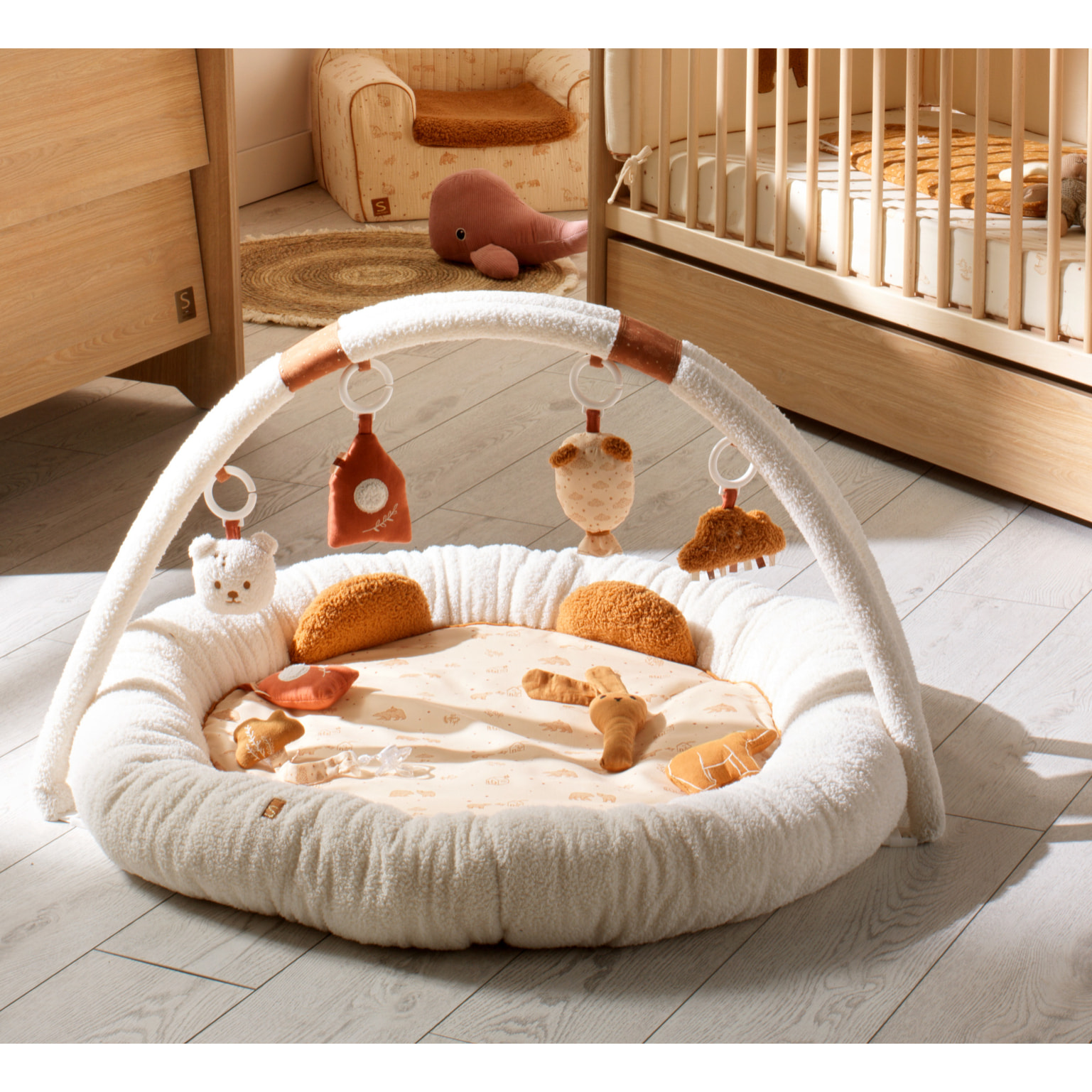 Tapis d'éveil ours en bouclette beige