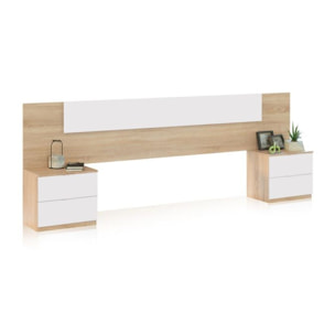 Cabecero con mesitas Akari Blanco Artik (Blanco Mate) - Roble Canadian
