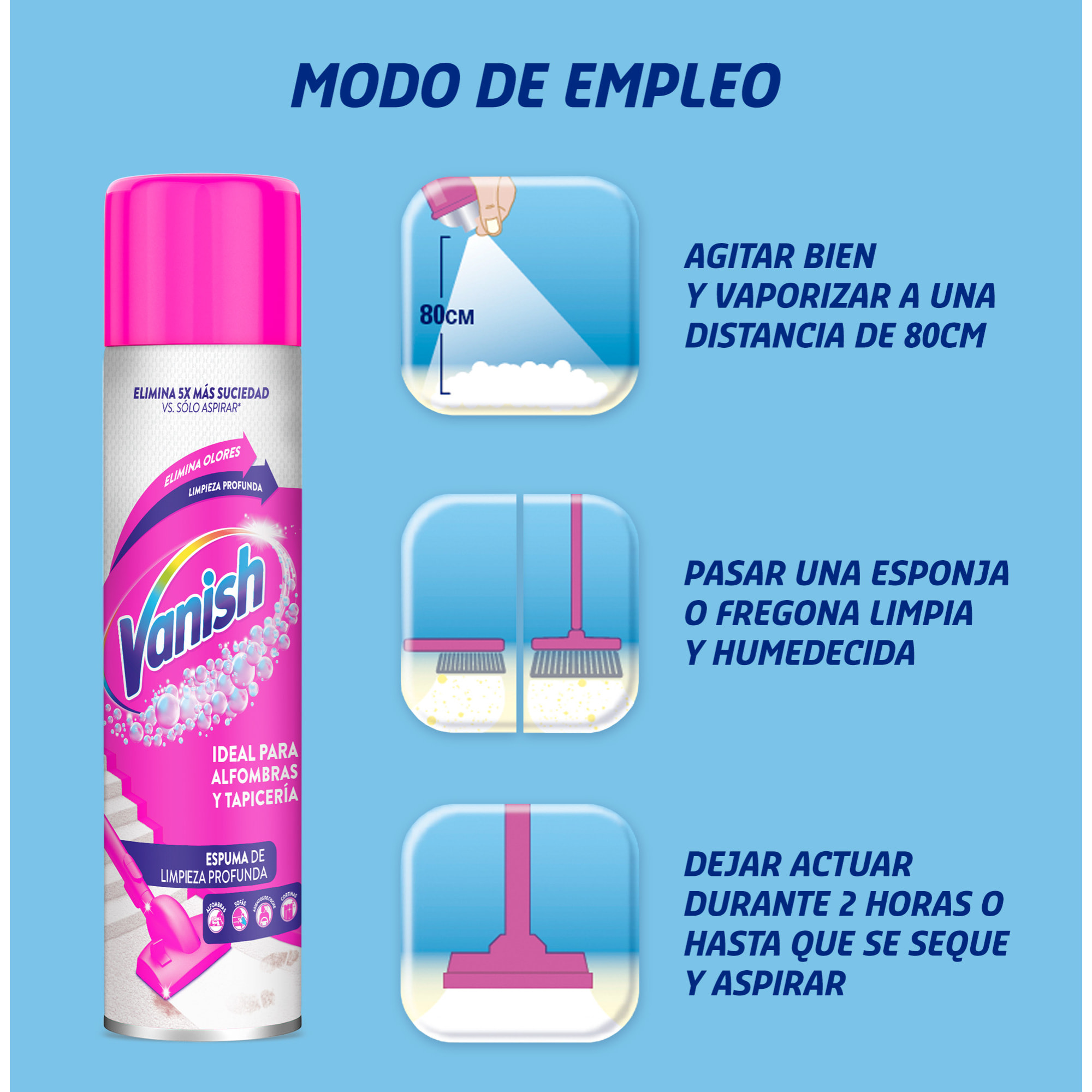 Vanish Quitamanchas para alfombras, moquetas, tapicerías y grandes superficies, formato espuma, 2x 600ml