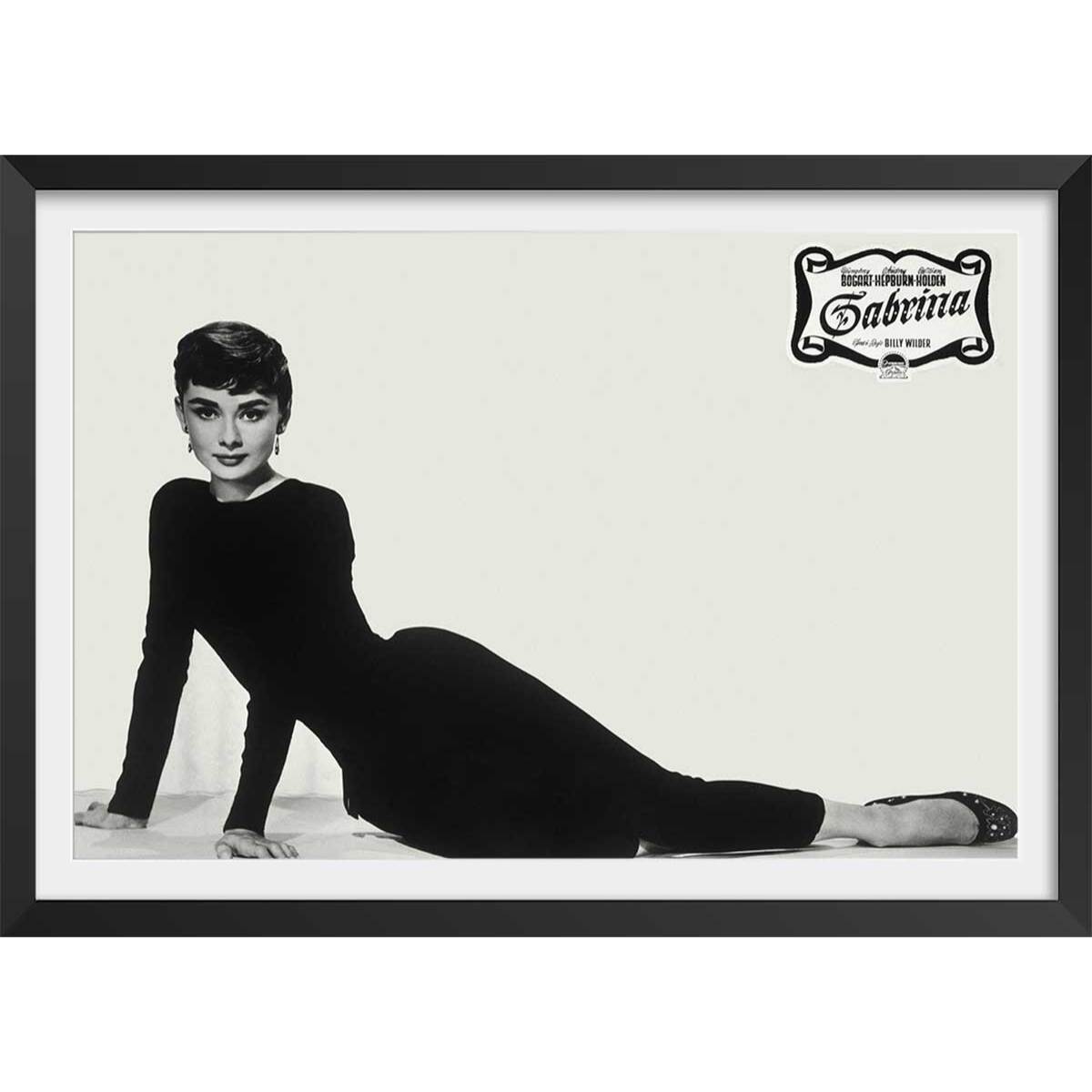 Affiche cinéma Audrey Hepburn Sabrina 1954 Affiche + cadre en bois - Noir