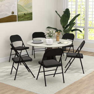 Lot de 6 chaises pliantes assise dossier rembourrés acier tissu toucher lin noir