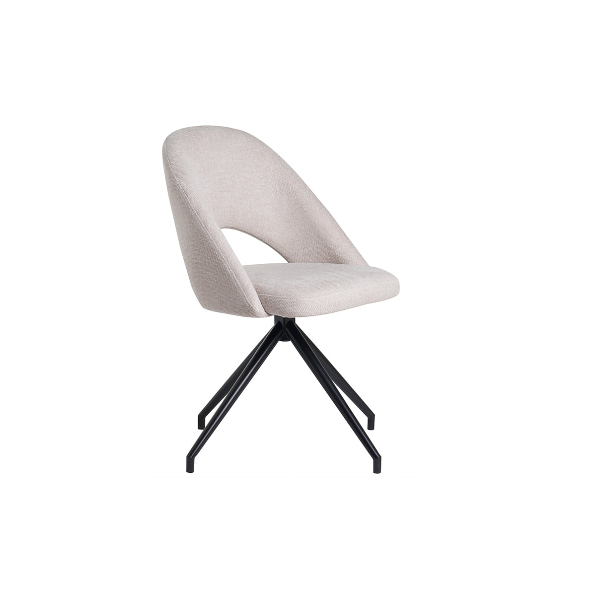 Chaise pivotante 360° en tissu effet velours texturé beige et métal noir COSETTE