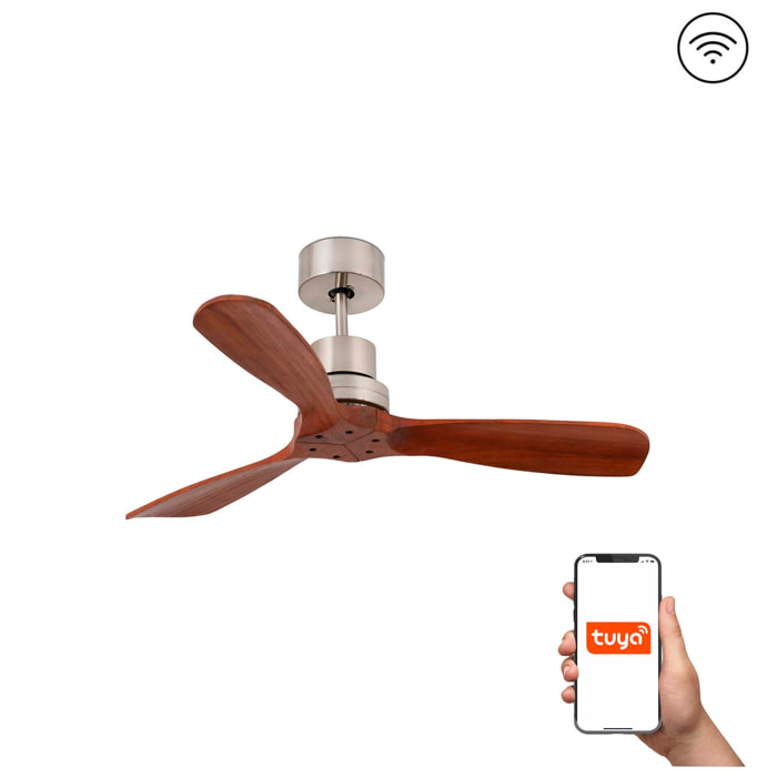 MINI LANTAU S Ventilateur de plafond nickel mat/noyer TUYA