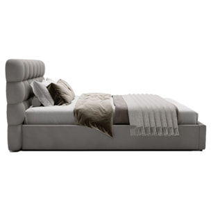 Lotus - lit coffre - 160x200 cm - sommier inclus - en velours - Gris