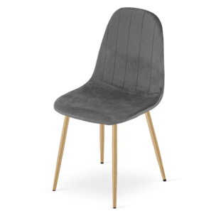 Sedia Padva in velluto grigio scuro con gambe effetto rovere