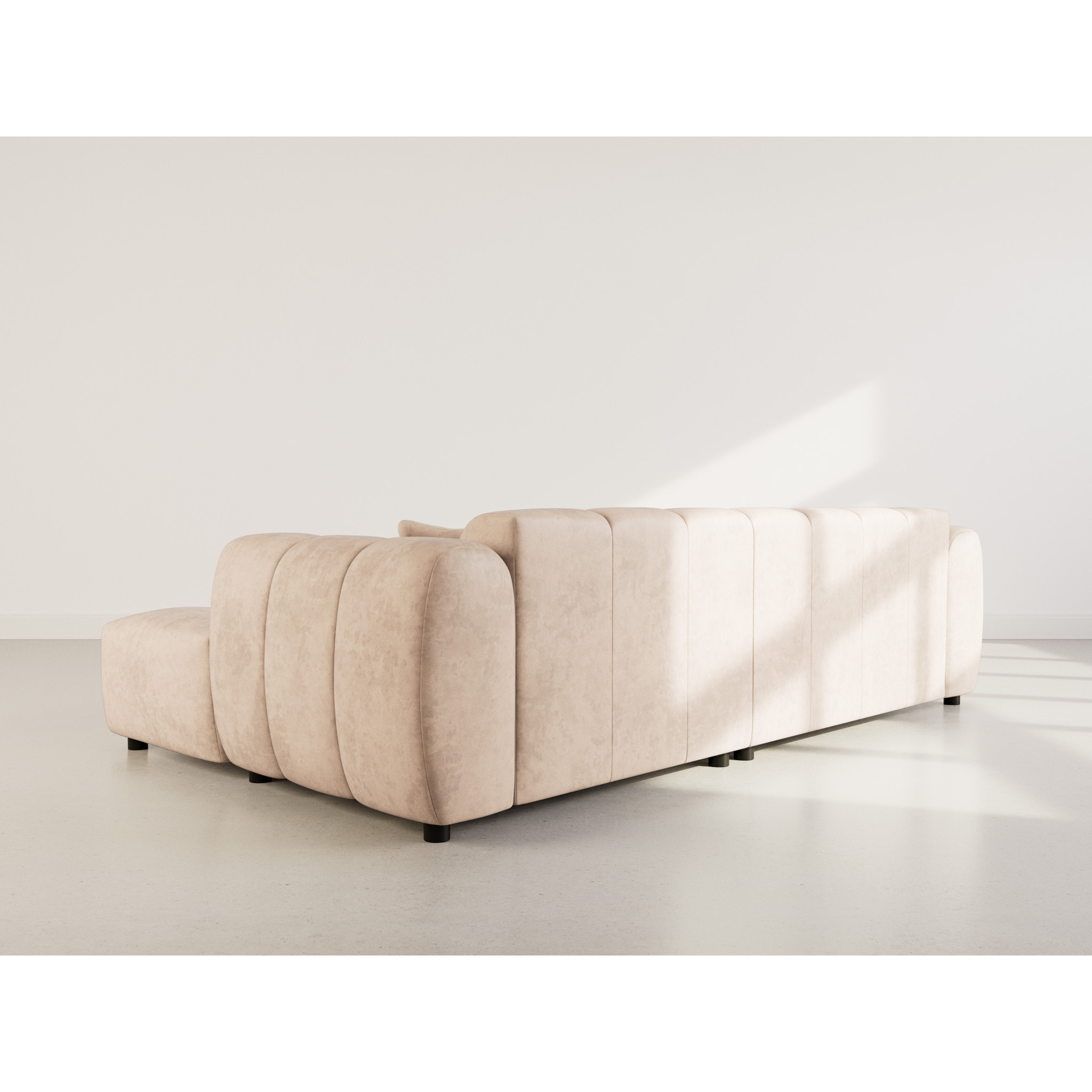 Curtis - canapé d'angle droit 4 places en simili - Beige