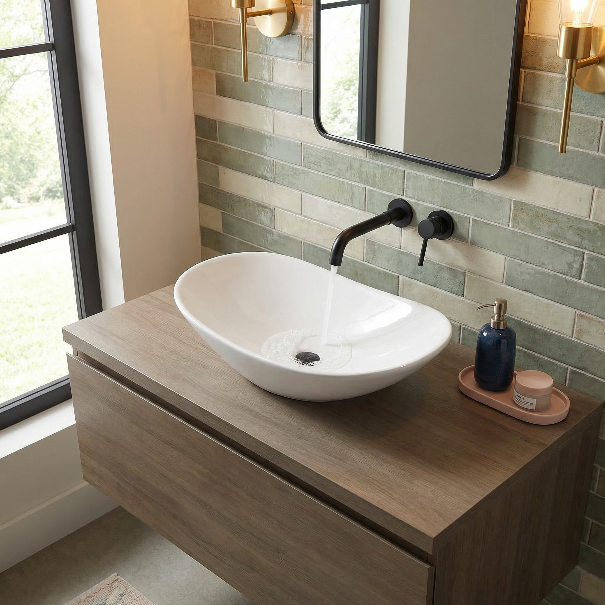 Vasque à poser Infinitio 61,5 x 36 x 15,5 cm, sans trop-plein, blanc brillant (SATINF61536)