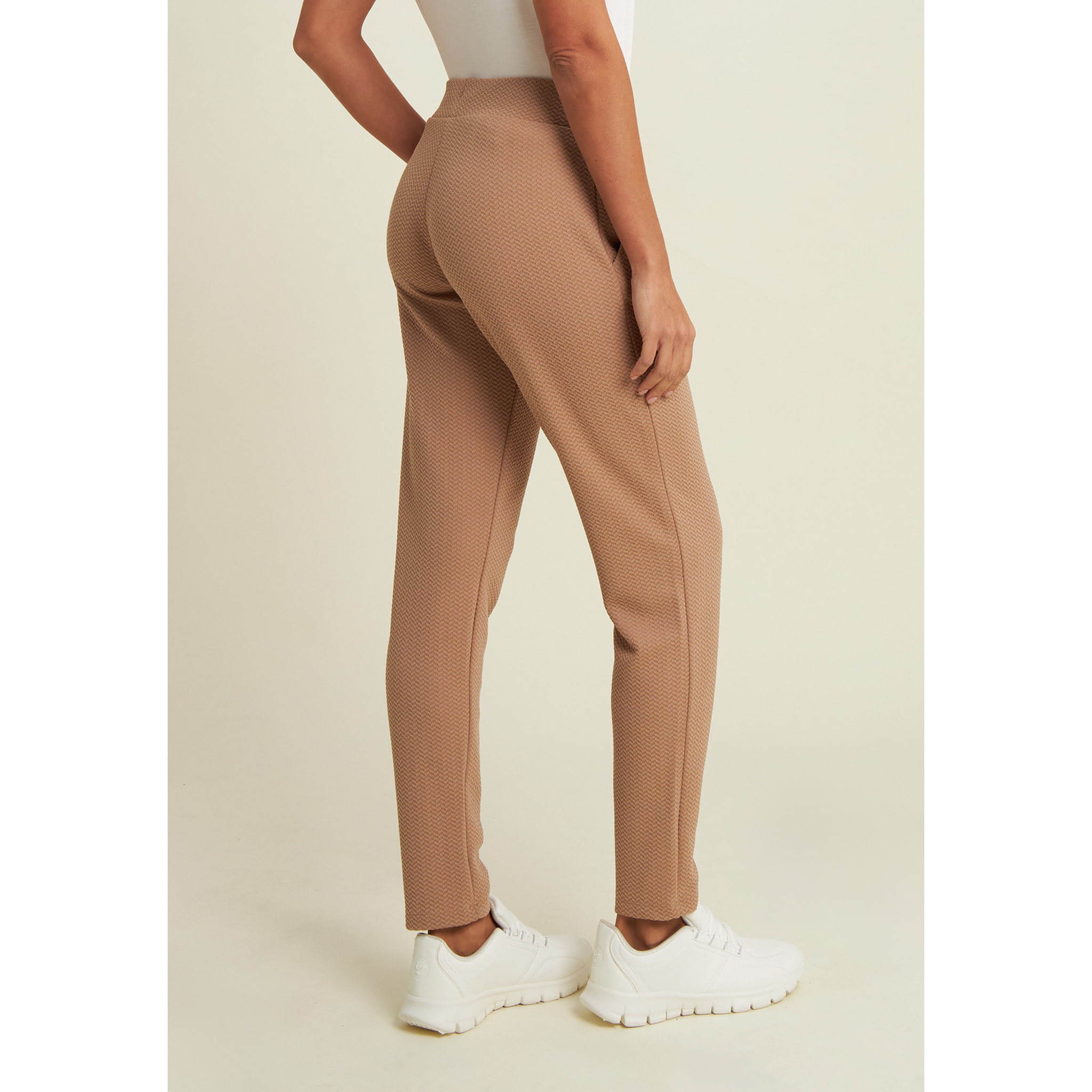 Pantaloni donna in felpa micro-trecce con fondo dritto