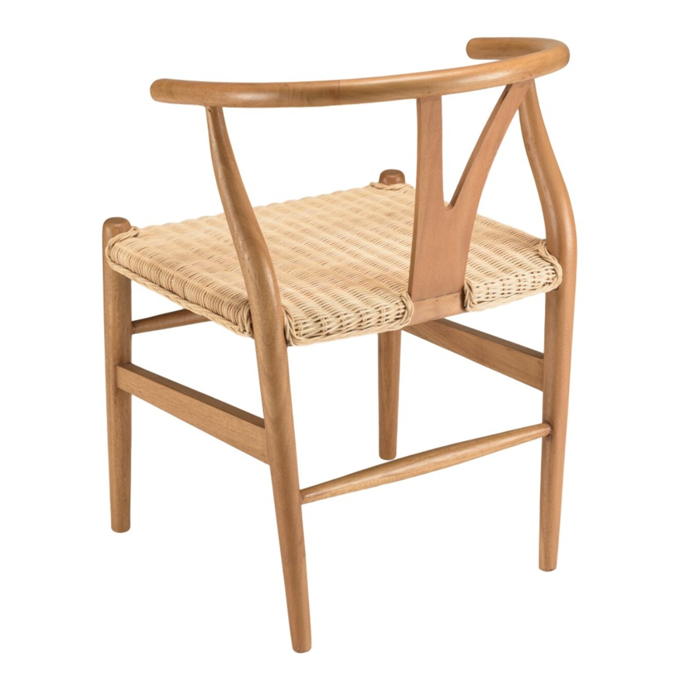 WILL - Chaise en bois de mahogany, dossier arrondi et assise en rotin