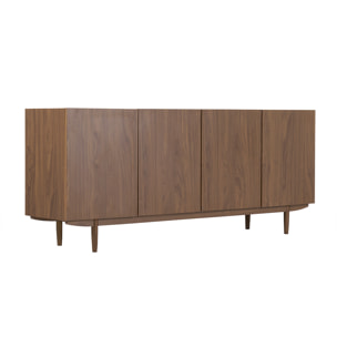 Buffet vintage finition bois foncé noyer 4 portes L180 cm SANAA