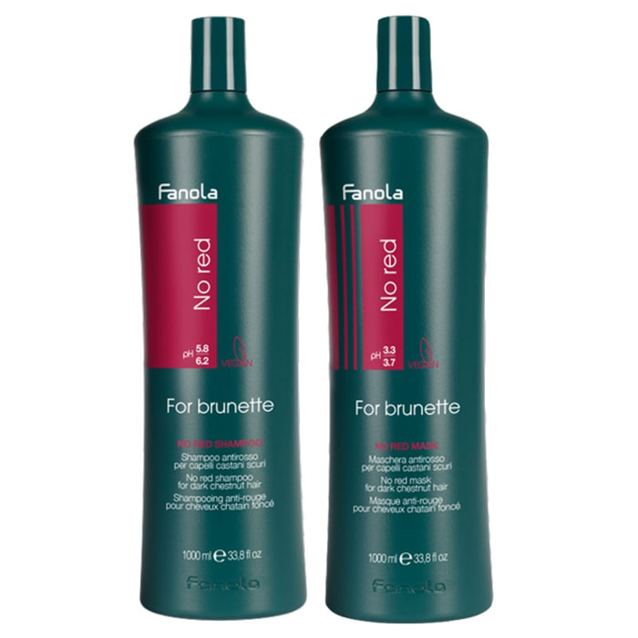 FANOLA Kit No Red Shampoo 1000ml + Mask 1000ml