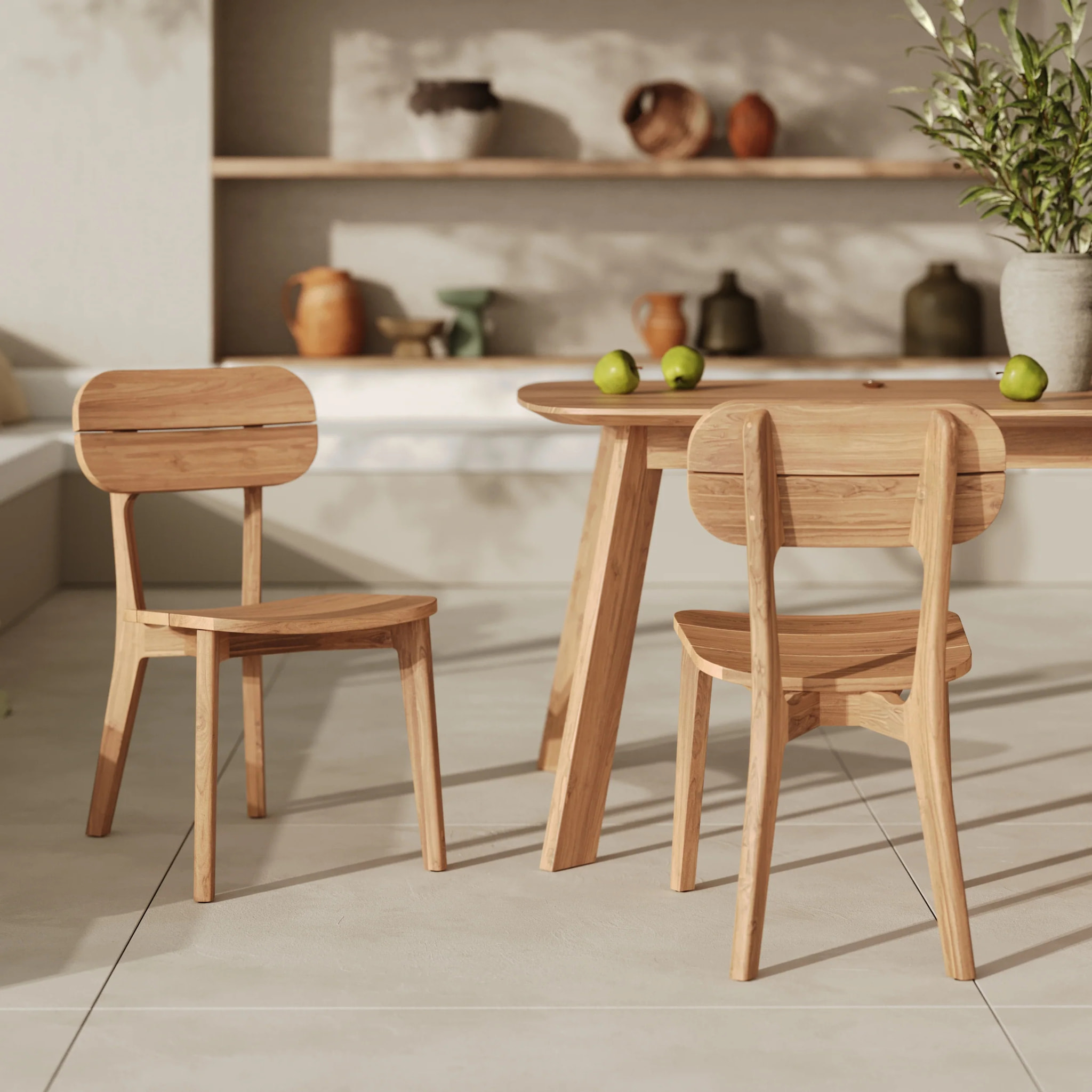 Lot de 2 chaises de jardin en bois de teck recyclé - Azia