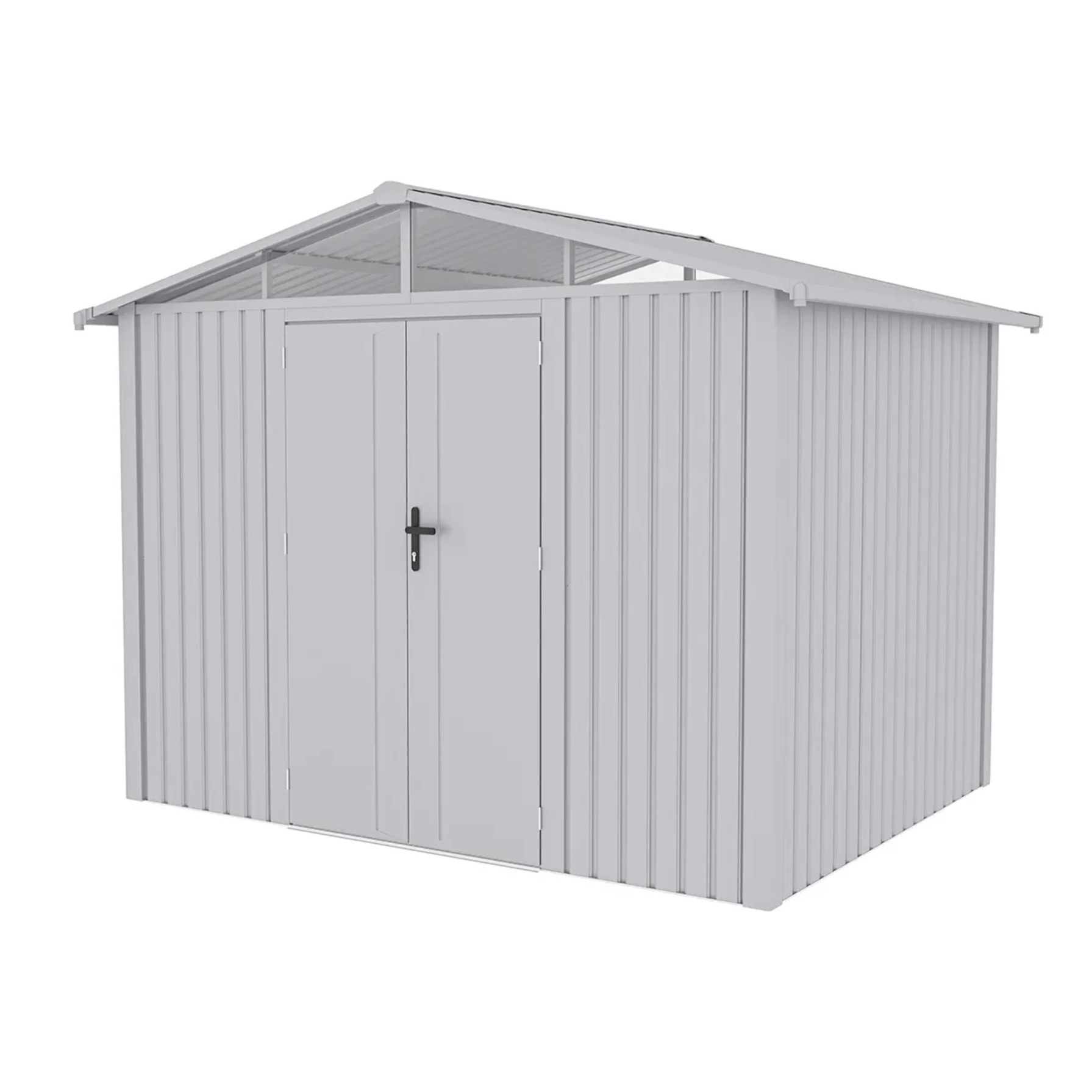 Abri de jardin métal blanc aluminium 5.71 m² + kit d'ancrage