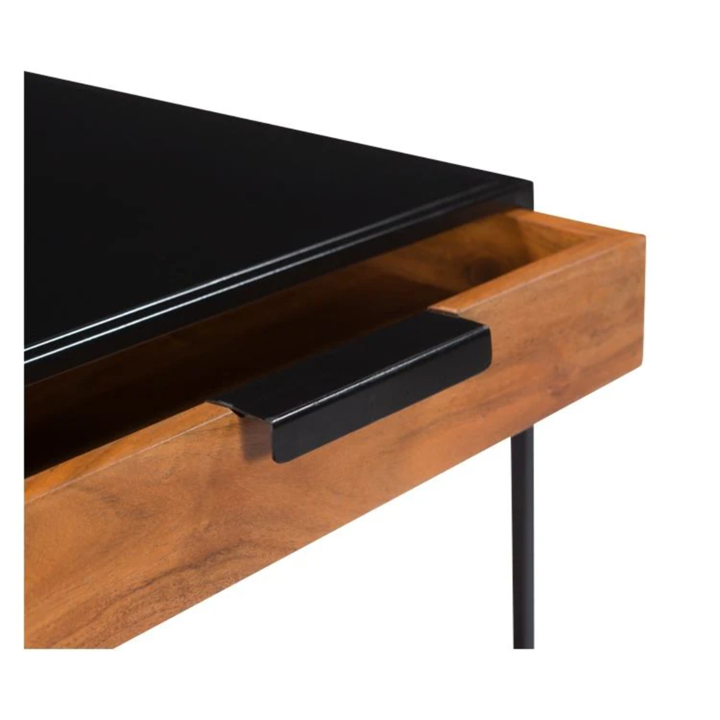 Table de chevet 1 tiroir en bois d'acacia et métal - Salama