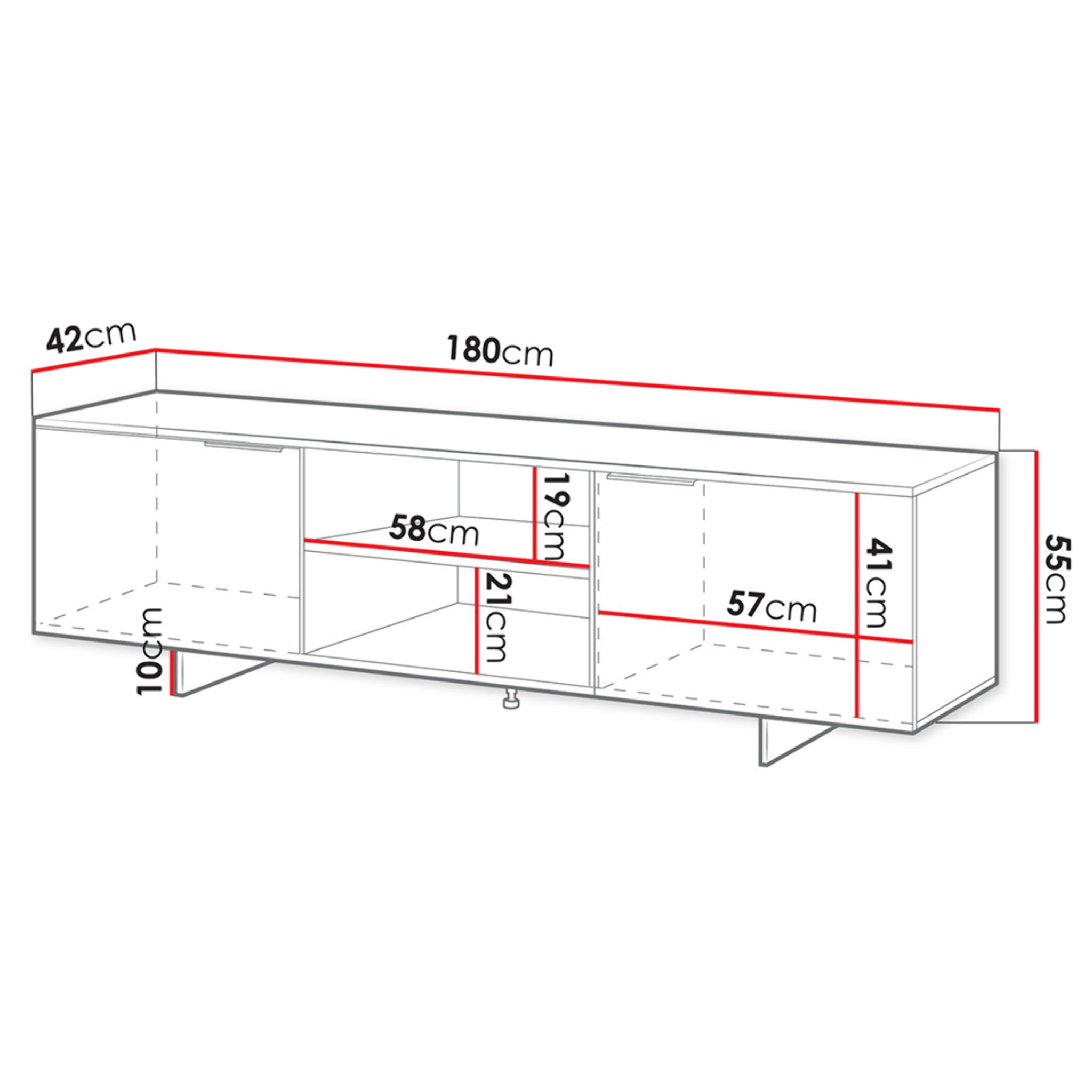 Canterbury - meuble tv - beige - 2 portes et 2 tiroirs - 180 cm - Beige