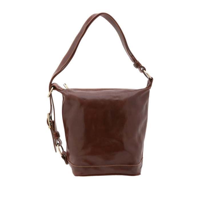 Borsa a secchiello  da donna In Vera pelle Made in Italy 34x33x15 cm
