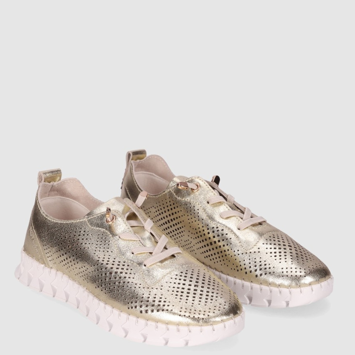 Zapatos de Piel - Platino - Tacón: Bajo